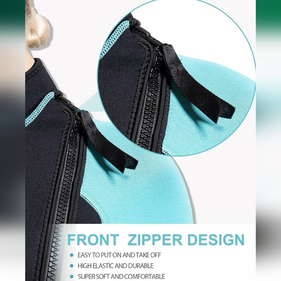 Shorty Neoprene Wetsuit with Front Zipper 3mm, 2mm Shorty Sleeves - Picture 4 of 10